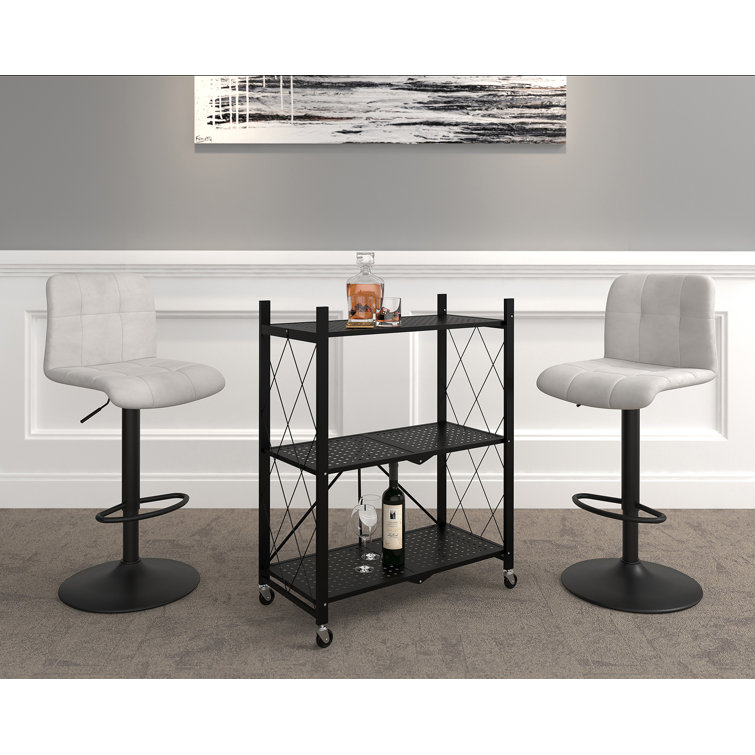 Rebrilliant Folding Metal 3 Tier Shelf On Wheels Wayfair